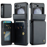 4 Card Wallet Samsung Z Flip Case-Exoticase-Black-for Samsung Z Flip 6-Exoticase