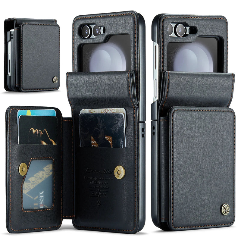 4 Card Wallet Samsung Z Flip Case-Exoticase-Black-for Samsung Z Flip 6-Exoticase