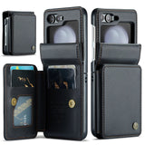 4 Card Wallet Samsung Z Flip Case-Exoticase-Black-for Samsung Z Flip 6-Exoticase