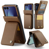 4 Card Wallet Samsung Z Flip Case-Exoticase-Brown-for Samsung Z Flip 8-Exoticase