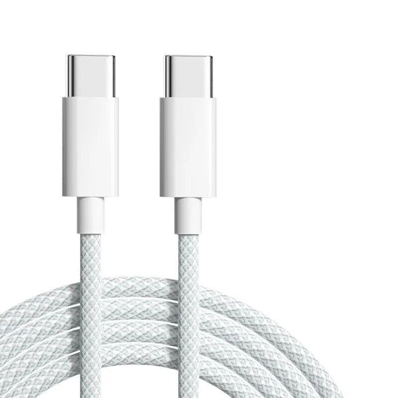 60W USB Type C to USB Type C Cable-Exoticase-White-0.3 Meters or 1 Foot-