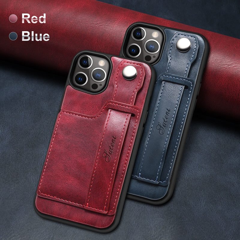 Adjustable Leather Band Card Wallet iPhone Case-Exoticase-