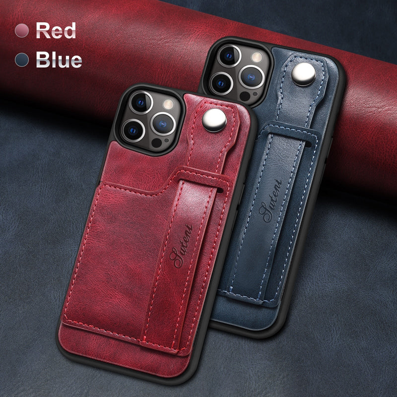 Adjustable Leather Band Card Wallet iPhone Case-Exoticase-Exoticase