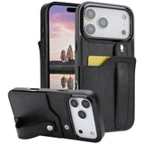 Adjustable Leather Band Card Wallet iPhone Case-Exoticase-iPhone 17 Pro Max-Black-Exoticase