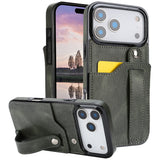 Adjustable Leather Band Card Wallet iPhone Case-Exoticase-iPhone 17 Pro Max-Green-Exoticase