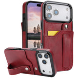 Adjustable Leather Band Card Wallet iPhone Case-Exoticase-iPhone 17 Pro Max-Red-Exoticase