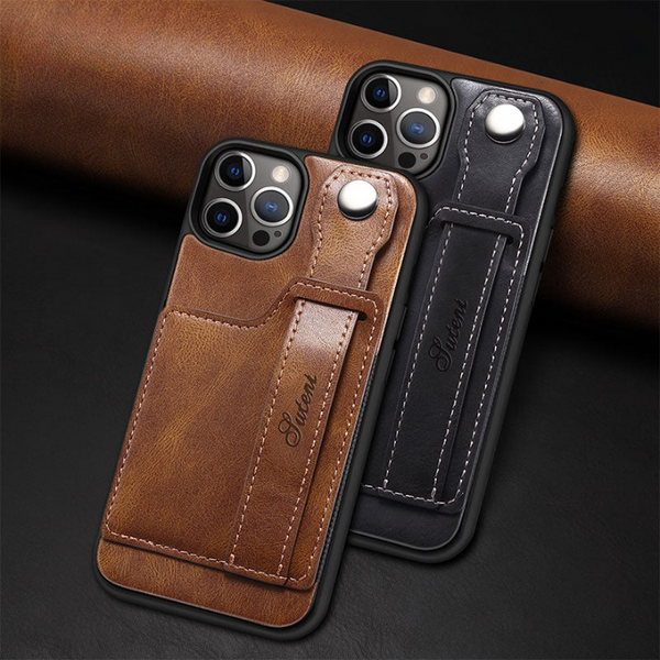 Adjustable Leather Band Card Wallet iPhone Case-Exoticase-