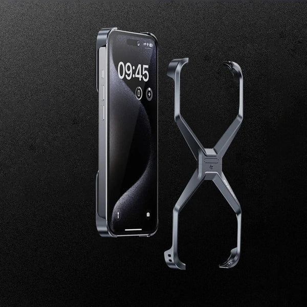 Aluminum X Rimless iPhone Case-Exoticase-For iPhone 15 Pro Max-Titanium Dark-Exoticase