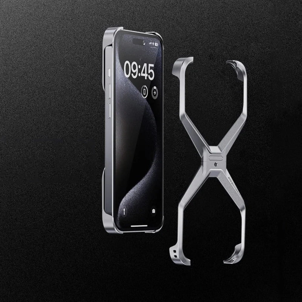 Coque Métal Sans Bordure Magnétique Pour IPhone 16 Pro Max - Alliage Aluminium, Support Kickstand Rotatif 360°, Dissipation Thermique - Gris