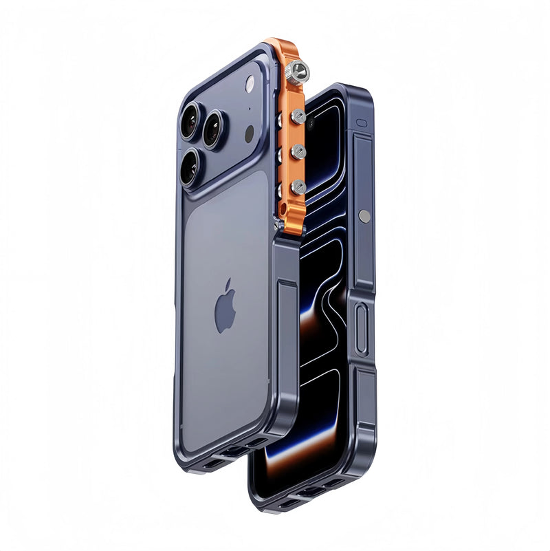 Aluminuma Lightweight Mechanical Metal iPhone Case-Exoticase-For iPhone 17 Pro Max-Blue Orange-Exoticase