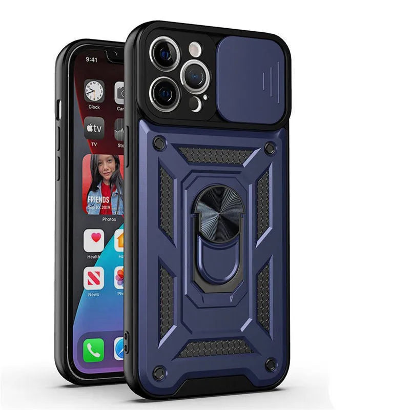 Armor Military Grade Apple iPhone Case With Magnetic Ring-Exoticase-For iPhone 15 Pro Max-Blue-
