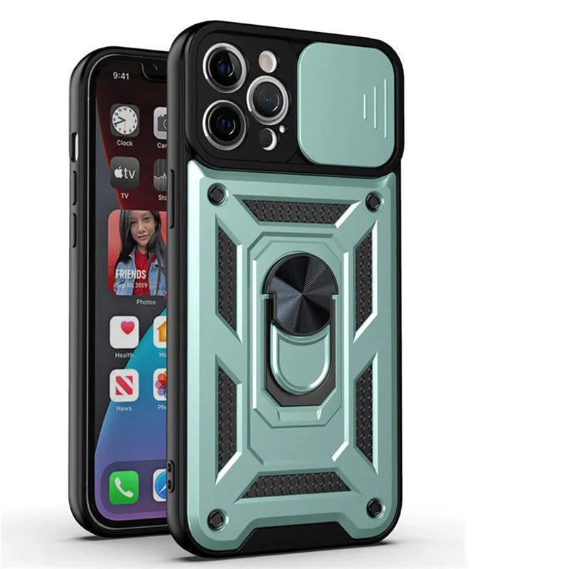 Armor Military Grade Apple iPhone Case With Magnetic Ring-Exoticase-For iPhone 15 Pro Max-Green-