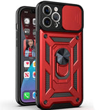 Armor Military Grade Apple iPhone Case With Magnetic Ring-Exoticase-For iPhone 15 Pro Max-Red-