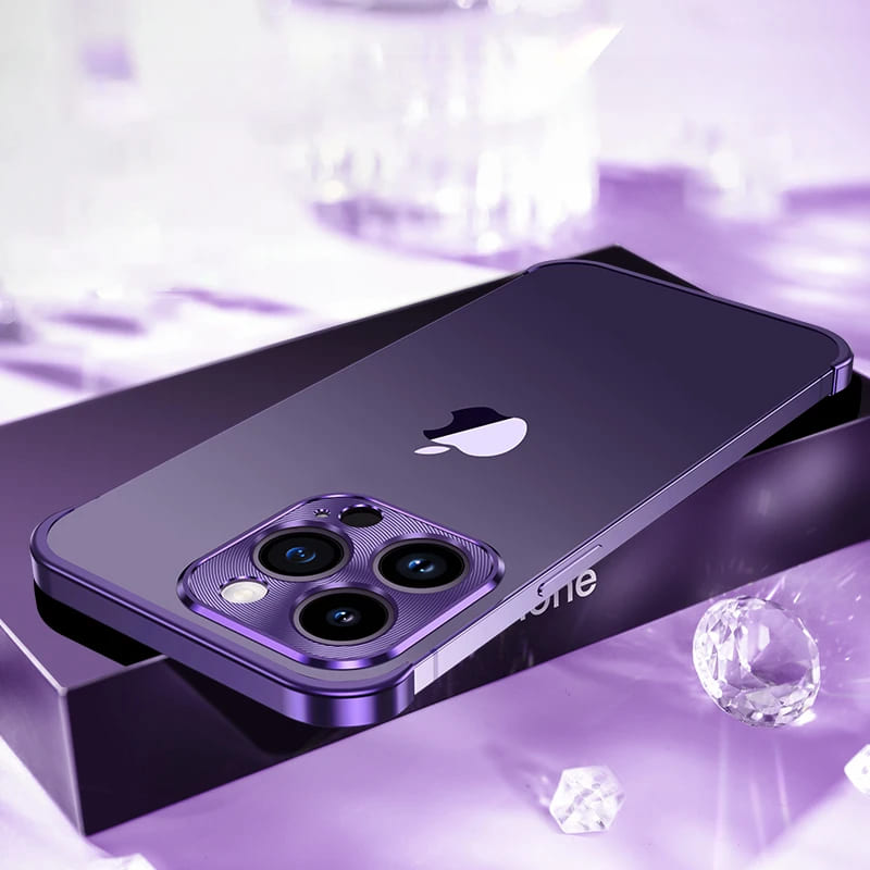 Bare Minimum iPhone Top Bottom And Camera Frames-Exoticase-For iPhone 16 Pro Max-Purple- Metal-Exoticase