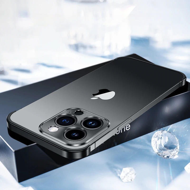 Bare Minimum iPhone Top Bottom And Camera Frames-Exoticase-For iPhone 16 Pro Max-Black - Metal-Exoticase
