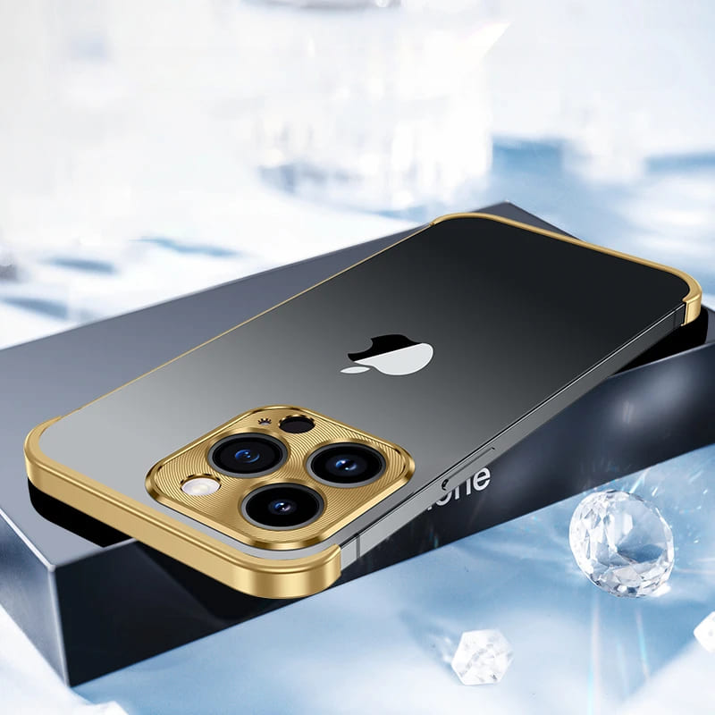Bare Minimum iPhone Top Bottom And Camera Frames-Exoticase-For iPhone 16 Pro Max-Gold - Metal-Exoticase