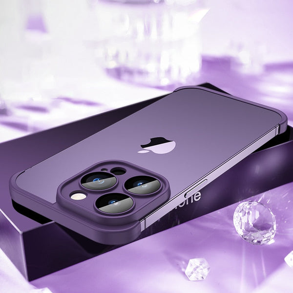 Bare Minimum iPhone Top Bottom And Camera Frames-Exoticase-For iPhone 15 Pro Max-Purple-