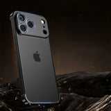 Bare Minimum iPhone Top Bottom And Camera Frames-Exoticase-For iPhone 17 Pro Max-Black - Metal-Exoticase