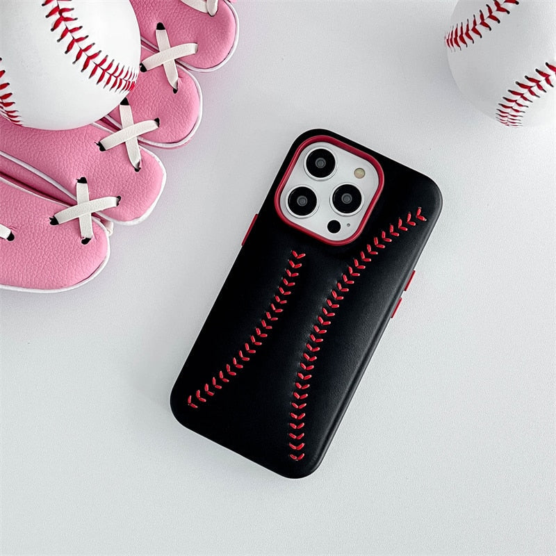 Baseball Knit Apple iPhone Case-Exoticase-For iPhone 14 Pro Max-Black-
