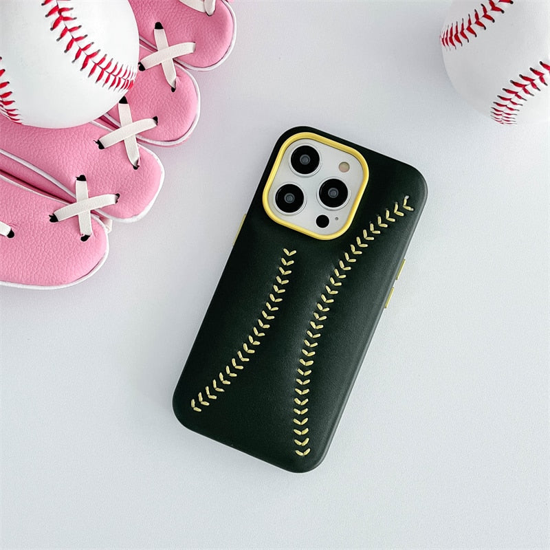 Baseball Knit Apple iPhone Case-Exoticase-For iPhone 14 Pro Max-Green-