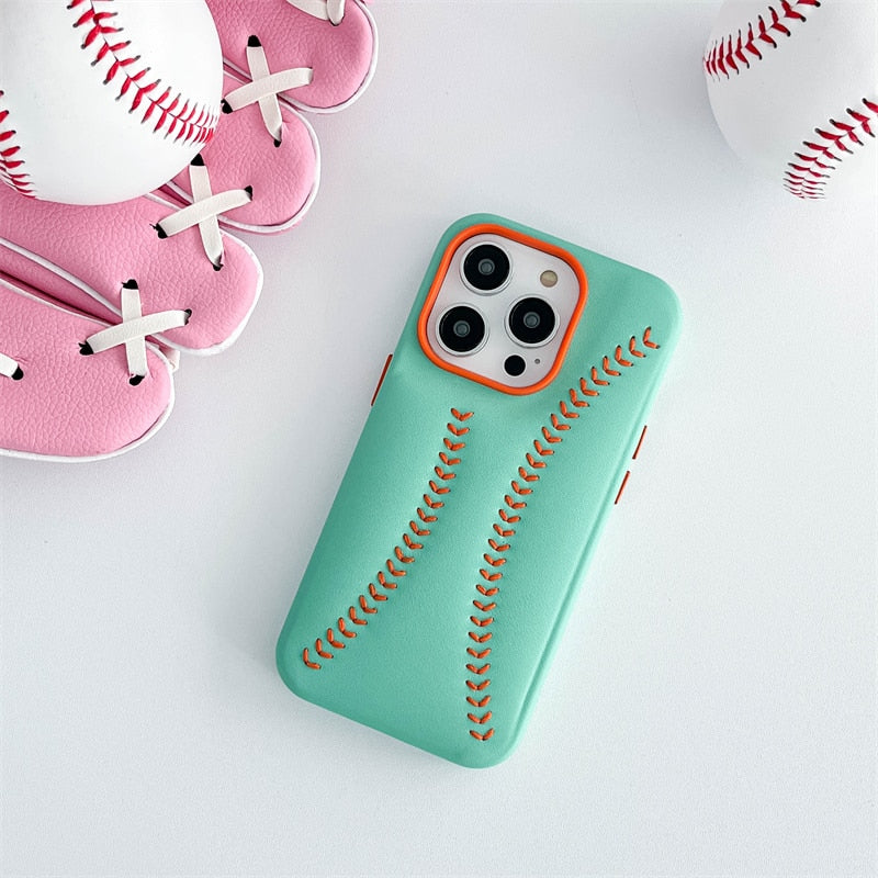 Baseball Knit Apple iPhone Case-Exoticase-For iPhone 14 Pro Max-Sky Blue-
