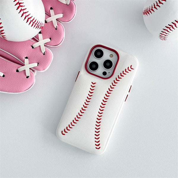 Baseball Knit Apple iPhone Case-Exoticase-For iPhone 14 Pro Max-White-