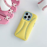 Baseball Knit Apple iPhone Case-Exoticase-For iPhone 14 Pro Max-Yellow-