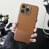 Binary Carbon Fiber Glass Lens iPhone Case - Exoticase - For iPhone 15 Pro Max / Brown