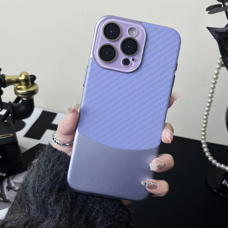 Binary Carbon Fiber Glass Lens iPhone Case - Exoticase - For iPhone 15 Pro Max / Light Purple
