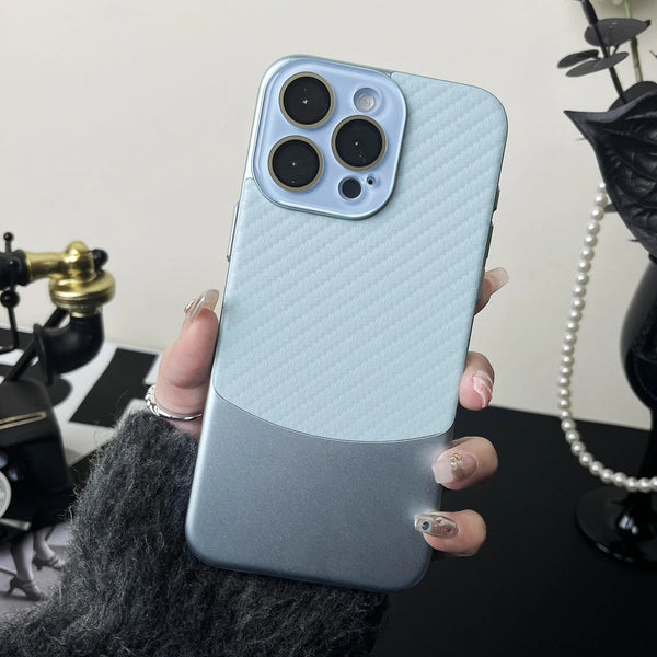 Binary Carbon Fiber Glass Lens iPhone Case - Exoticase - For iPhone 15 Pro Max / Sierra Blue