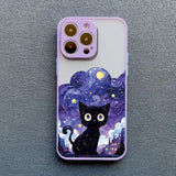 Black Cat Starry Night iPhone Case-Exoticase-For iPhone 16 Pro Max-Purple-Exoticase