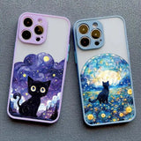 Black Cat Starry Night iPhone Case-Exoticase-Exoticase