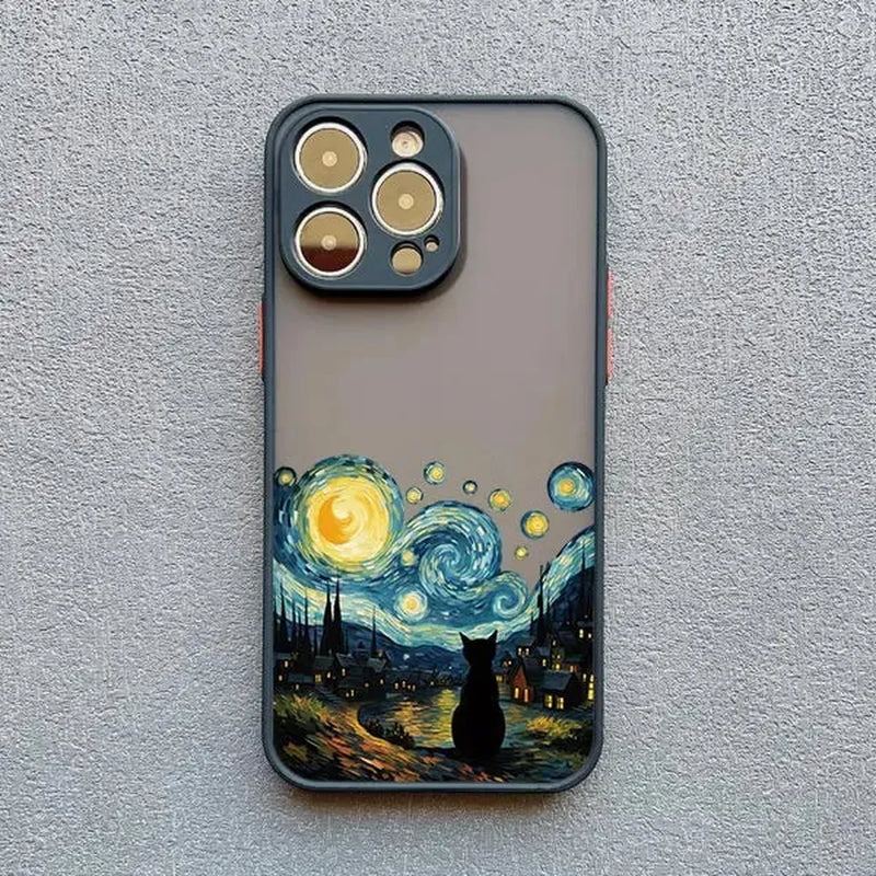 Black Cat Starry Night iPhone Case-Exoticase-For iPhone 16 Pro Max-Black 1-Exoticase