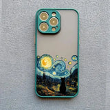 Black Cat Starry Night iPhone Case-Exoticase-For iPhone 16 Pro Max-Green-Exoticase