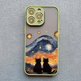 Black Cat Starry Night iPhone Case-Exoticase-For iPhone 16 Pro Max-Matcha-Exoticase