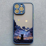 Black Cat Starry Night iPhone Case-Exoticase-For iPhone 16 Pro Max-Blue 2-Exoticase