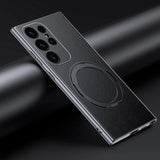 Bonded Leather Magnetic Metal Ring Samsung Case-Exoticase-For Samsung S23 Ultra-Black-Exoticase