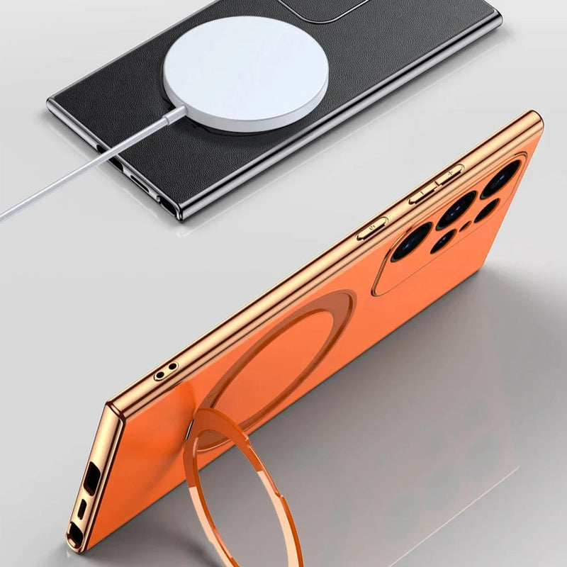 Bonded Leather Magnetic Metal Ring Samsung Case-Exoticase-Exoticase