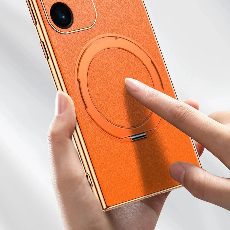 Bonded Leather Magnetic Metal Ring Samsung Case-Exoticase-Exoticase