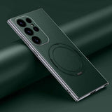 Bonded Leather Magnetic Metal Ring Samsung Case-Exoticase-For Samsung S23 Ultra-Green-Exoticase