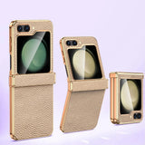 Bonded Leather Tempered Glass Samsung Z Flip 5 Case-Exoticase-Exoticase