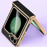 Bonded Leather Tempered Glass Samsung Z Flip 5 Case-Exoticase-Exoticase