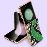 Bonded Leather Tempered Glass Samsung Z Flip Case-Exoticase-Python-Samsung Flip 7-Exoticase