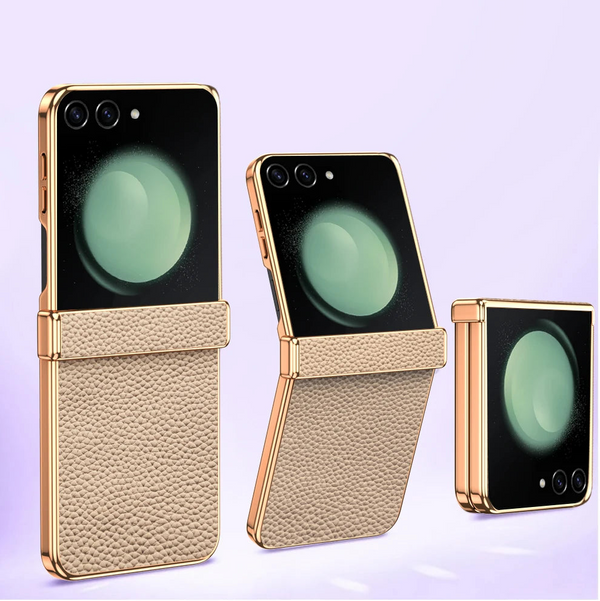 Bonded Leather Tempered Glass Samsung Z Flip Case-Exoticase-Exoticase
