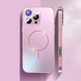 Brushed Frame Tempered Glass iPhone Case-Exoticase-For iPhone 16 Pro Max-Pink-Exoticase
