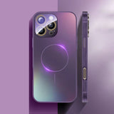 Brushed Frame Tempered Glass iPhone Case-Exoticase-For iPhone 16 Pro Max-Purple-Exoticase