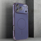 Brushed Frame Tempered Glass iPhone Case-Exoticase-For iPhone 17 Pro Max-Purple-Exoticase