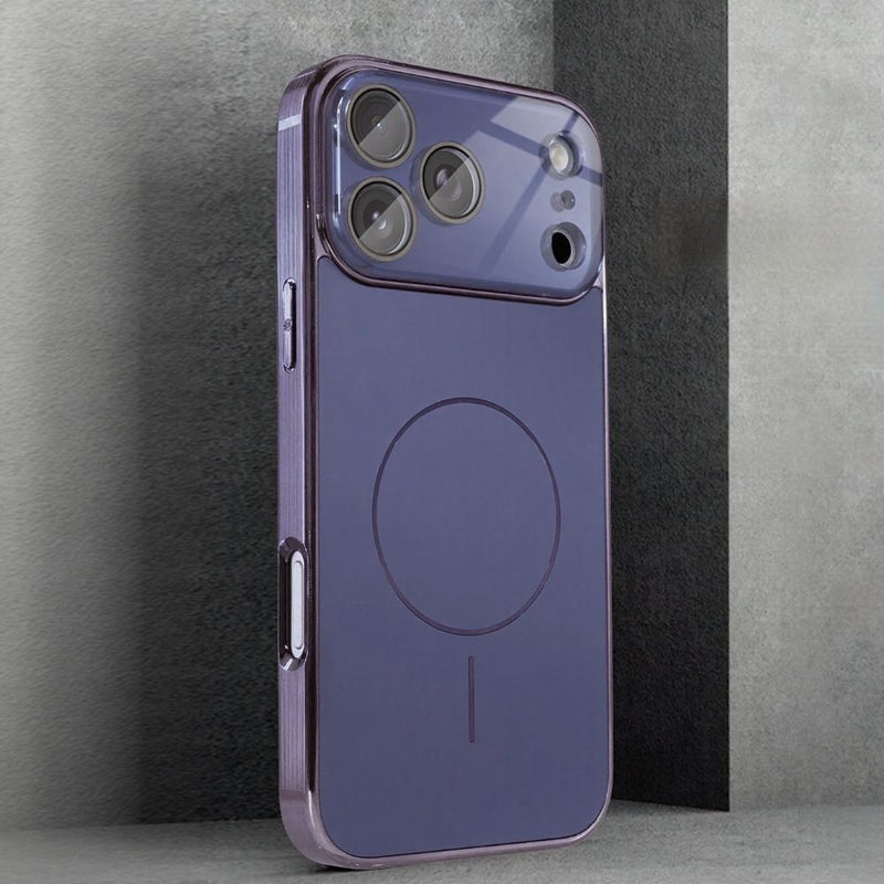 Brushed Frame Tempered Glass iPhone Case-Exoticase-For iPhone 17 Pro Max-Purple-Exoticase