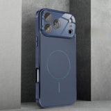 Brushed Frame Tempered Glass iPhone Case-Exoticase-For iPhone 17 Pro Max-Blue-Exoticase