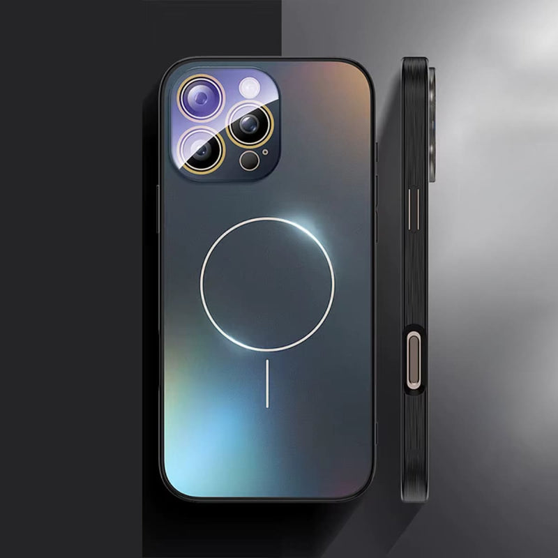 Brushed Frame Tempered Glass iPhone Case-Exoticase-For iPhone 16 Pro Max-Black-Exoticase